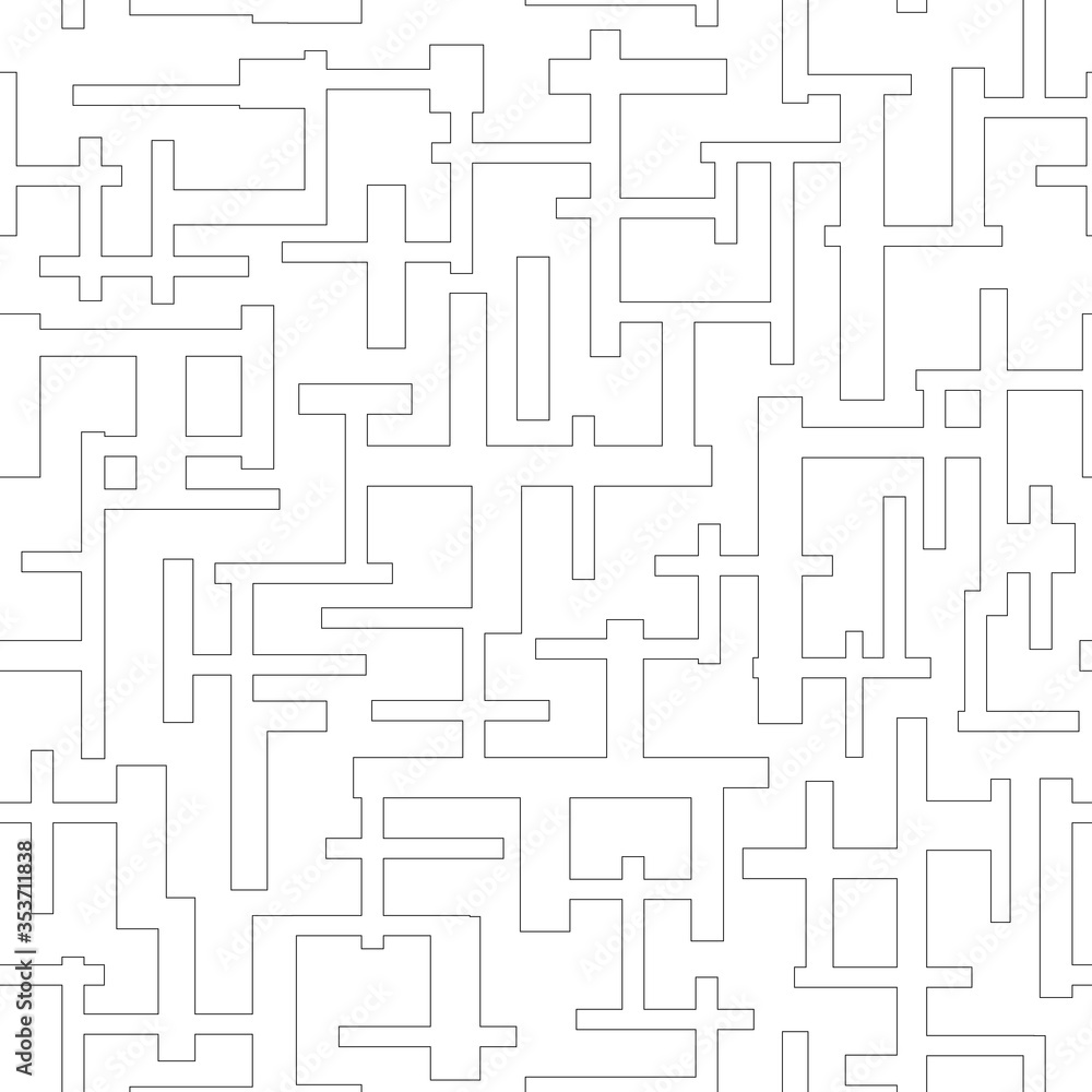 Maze seamless pattern. Design for cover, wallpaper, background or fabric pattern. Black and white, vector.