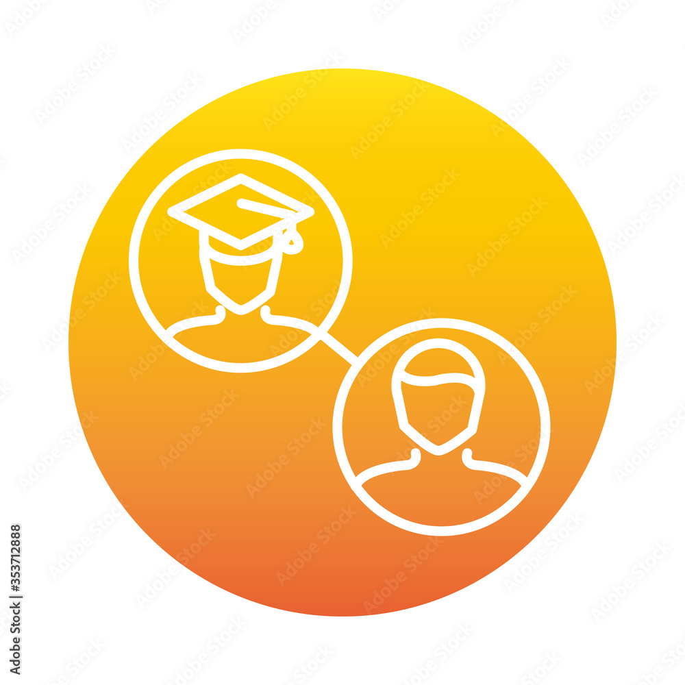 teacher and graduate student online education and development elearning gradient style icon teacher and graduate student online education and development elearning gradient style icon