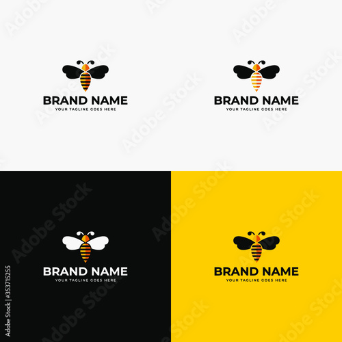 Creative bee honey logo design vector concept template illustration for honey collect sell and buy company branding or business startup.