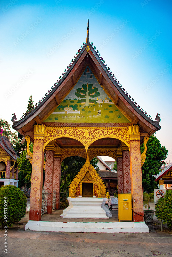 A beautiful view of buddhist temple at Luang Prabang, Laos.