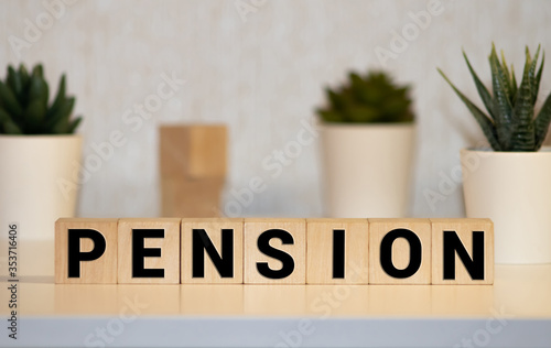 PENSION word on block concept
