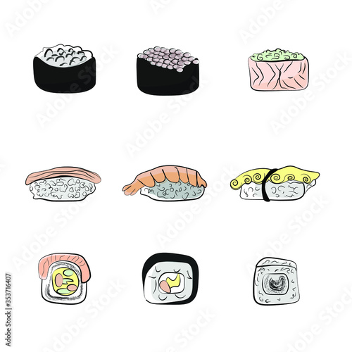 set of sushi icons