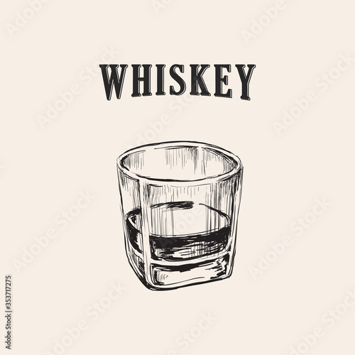 Whiskey Glass Hand Drawn Drink Illustration Whiskey Glass Hand Drawn Drink Illustration