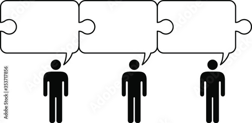 People icon: 3-person brainstorming / idea development with sequential speech bubbles.
