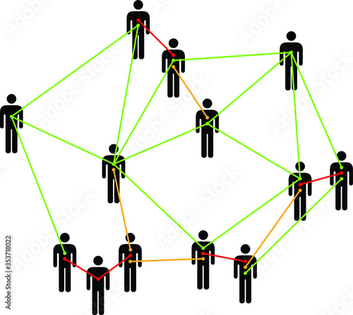People icon concept - social distancing / isolation to minimize infection  and disease spread.