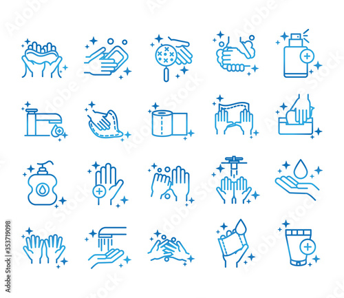 personal hand hygiene, disease prevention and health care gradient style icon