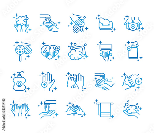personal hand hygiene, disease prevention and health care gradient style icon