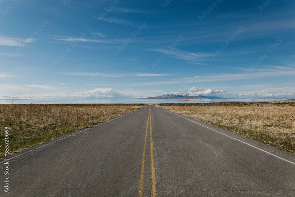 USA, Utah, Salt Lake City, Empty road under blue sky USA, Utah, Salt Lake City, Empty road under blue sky