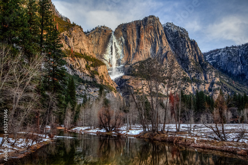 Winter Reflections of Yosemite Falls, Yosemite National Park, California