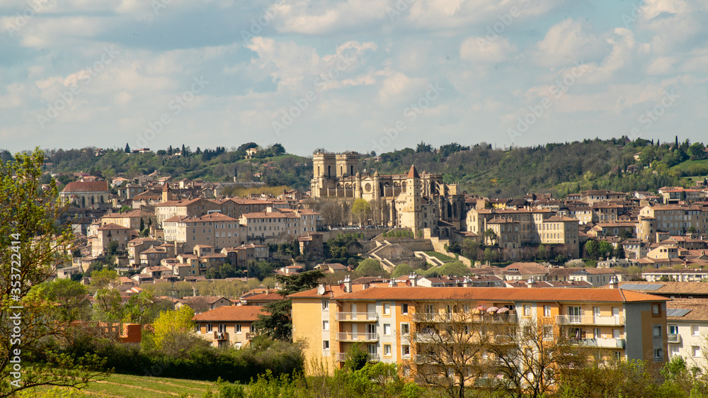 
Panorama of the city of Auch, view of the Ste Marie cathedral