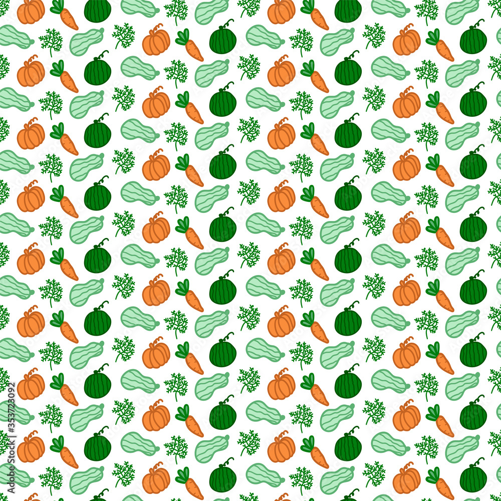 Food background, vegetables and greens. The texture of vegan food is drawn by hand. Zucchini, pumpkin, carrots, watermelon and greens in the form of vegetables in the photo Food background, vegetables and greens. The texture of vegan food is drawn by hand. Zucchini, pumpkin, carrots, watermelon and greens in the form of vegetables in the photo