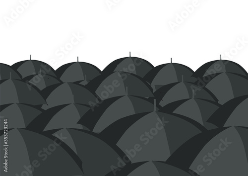 open black umbrella in mourning sign in heap