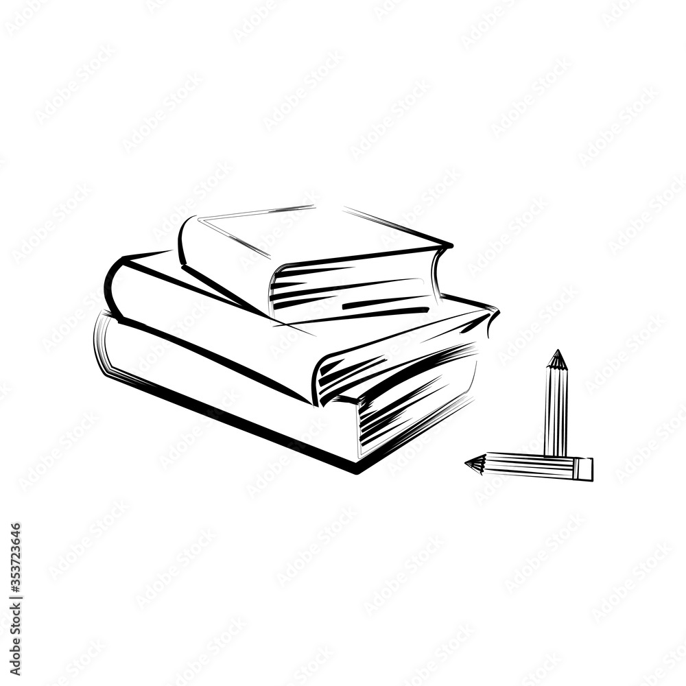 Back to school concept. Books and pensil. 