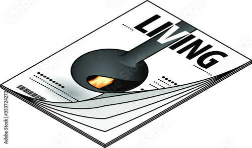 Icon of a living magazine with a modern / contemporary fire place.