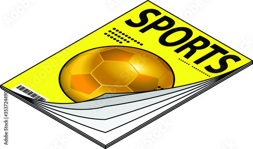 Icon of a sports magazine with a golden soccer ball.