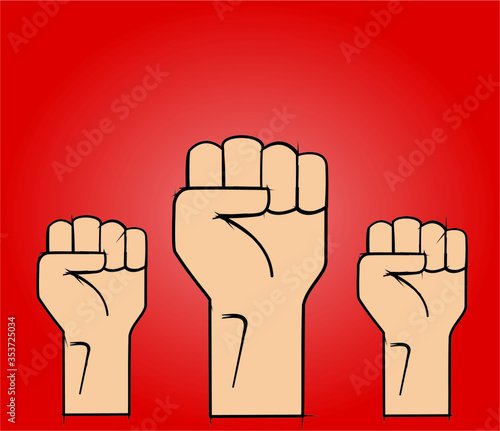 clenched fists held in protest vector illustration. art freedom. Strike and protest concept. 