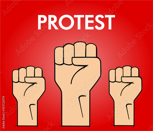 clenched fists held in protest vector illustration. art freedom. Strike and protest concept. 