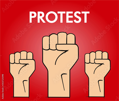 clenched fists held in protest vector illustration. art freedom. Strike and protest concept. 