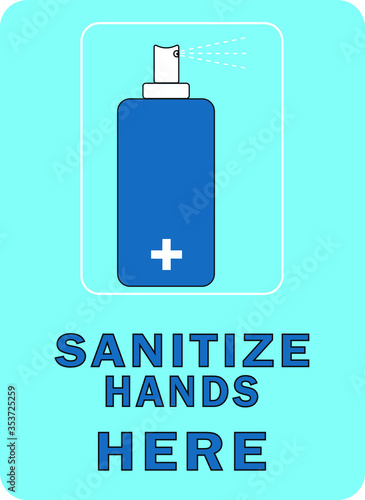 Use hand sanitizer here sign and symbol. Hand sanitized, wash hand using alcohol gel to protect from germs and stop spreading of Covid19 or Coronavirus, infection control concept