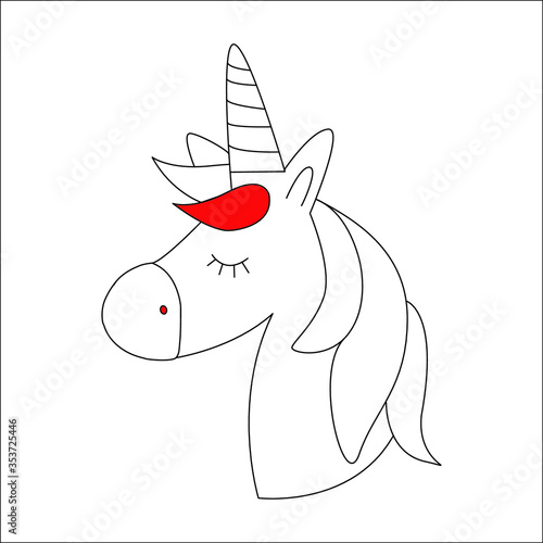 Cute unicorn vector coloring page cartoon illustration