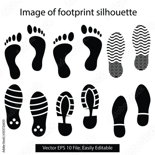 collection of black & white footprint silhouette 