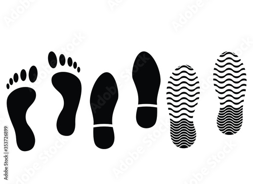 Human footprint, Shoe print, sandal print icon isolated on white background Vector illustration.