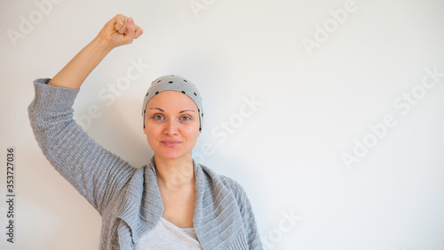 Fotografie Portrait of female cancer survivor no white background