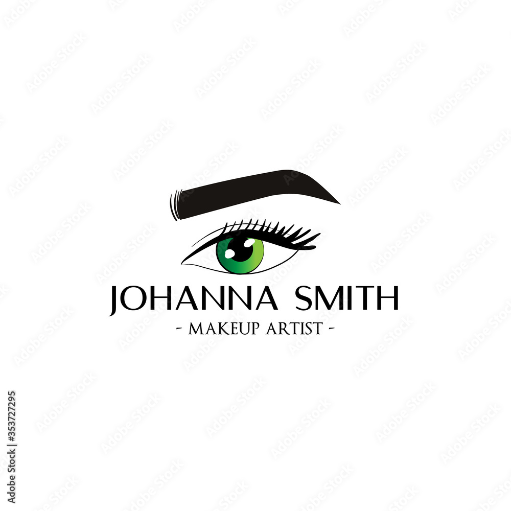 Makeup artist business card, makeup artist banner. Vector drawing. Eye and eyebrow makeup. Business concept. Makeup artist business card, makeup artist banner. Vector drawing. Eye and eyebrow makeup. Business concept.