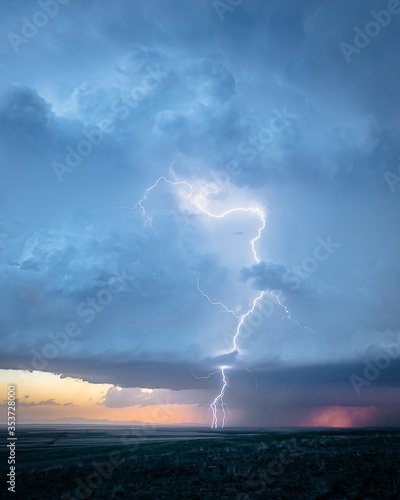 Dramatic Lightning Storm on the Great Plains During Springtime