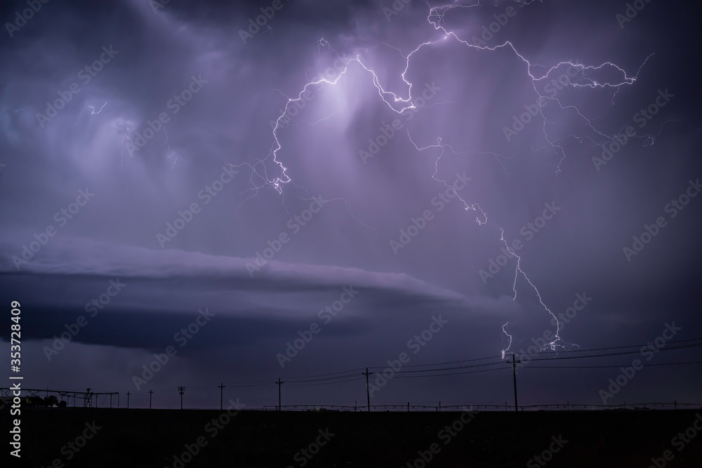 Dramatic Lightning Storm on the Great Plains During Springtime Dramatic Lightning Storm on the Great Plains During Springtime