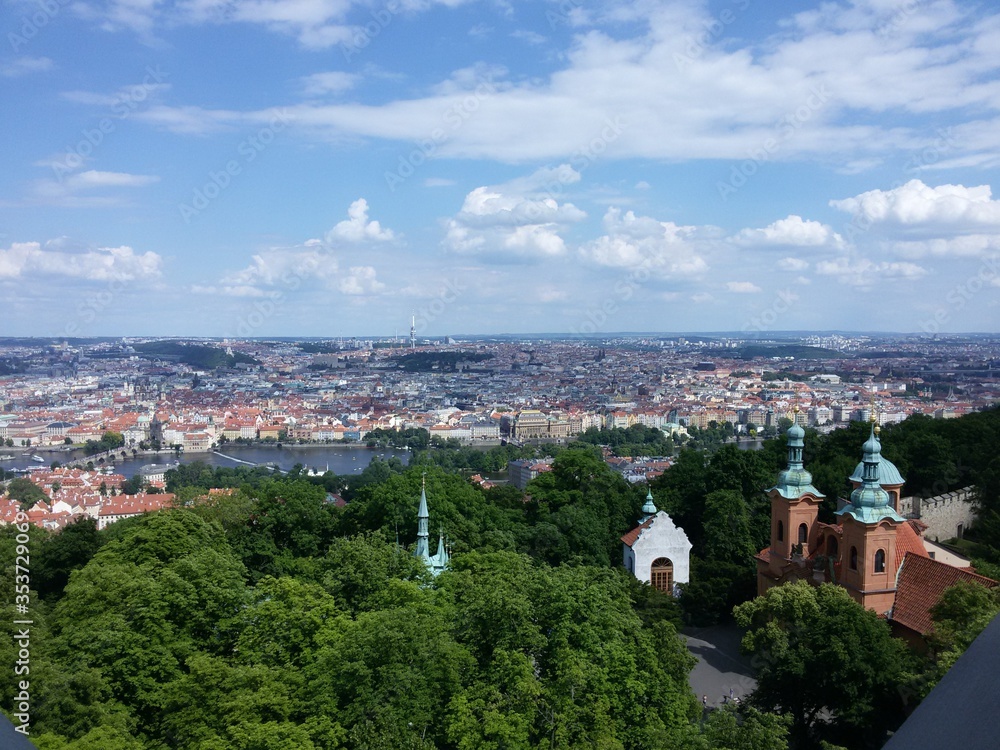 View of old Prague from a high hill