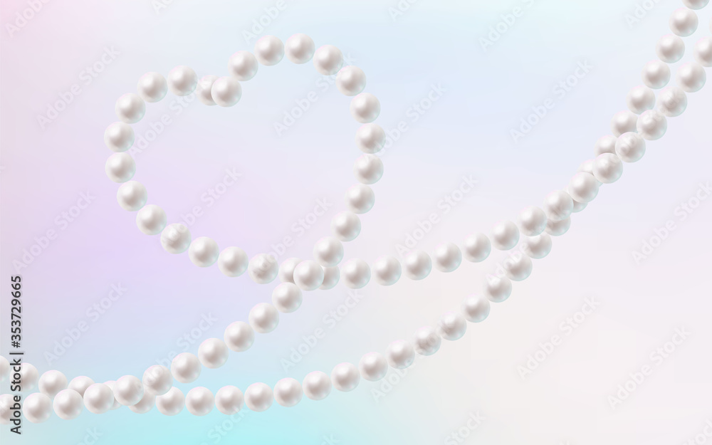 Beautiful pearl necklace in a shape of heart. Premium vector. Beautiful pearl necklace in a shape of heart. Premium vector.