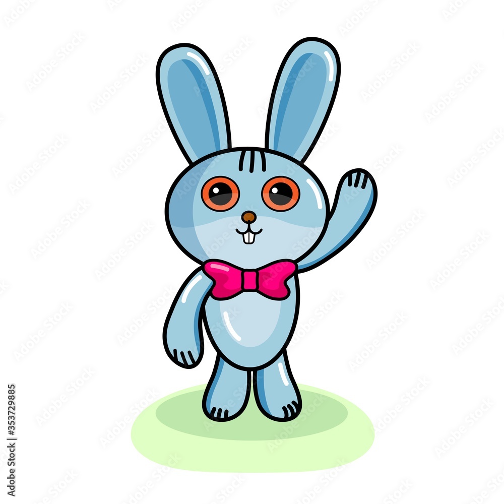children's toy. plush blue hare. simple vector illustration