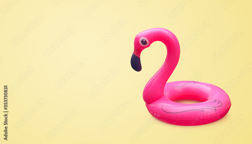 Sochi, Russia - August 16, 2019: inflatable circles. flamingos Sochi, Russia - August 16, 2019: inflatable circles. flamingos