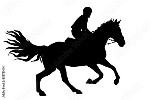 equestrian competitions, show jumping, women riders on horses, vector isolated images on a white background