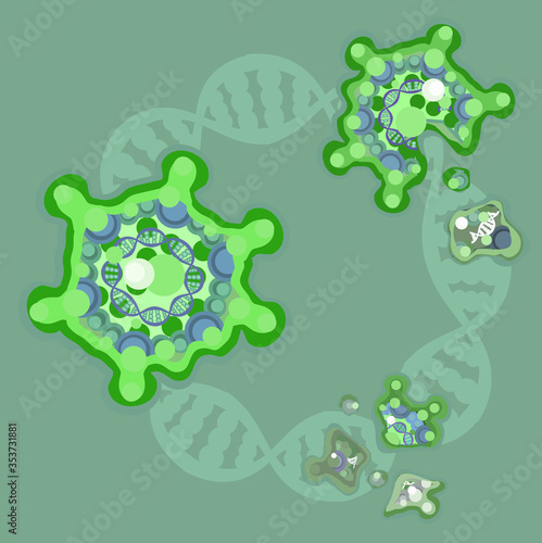Virus DNA Breaking Cartoon