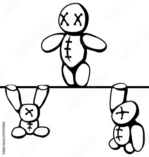 Voodoo Doll Acrobats Stencil