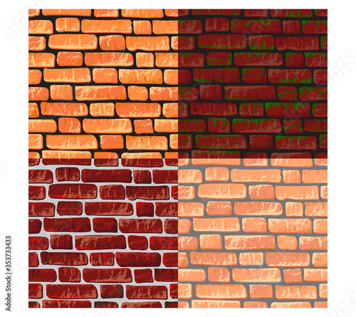 set of backgrounds with the texture of the old brick in different colors