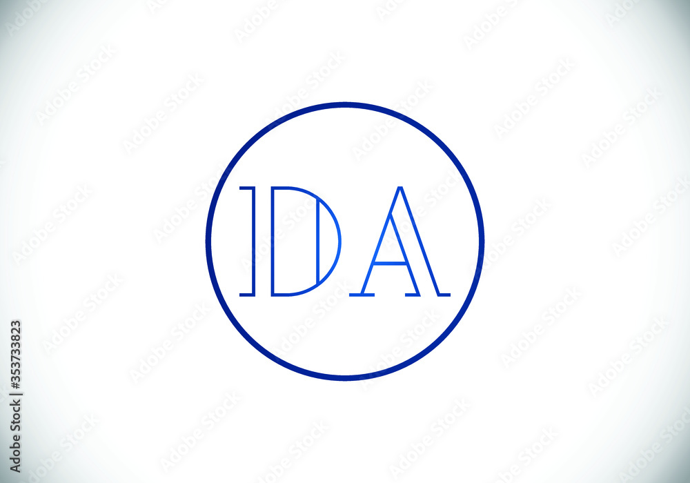 Initial Monogram Letter DA Logo Design Vector Template. DA Letter Logo Design Initial Monogram Letter DA Logo Design Vector Template. DA Letter Logo Design