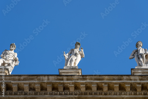Allegorical sculptures of Attica on top of Museum of Ethnography in Budapest