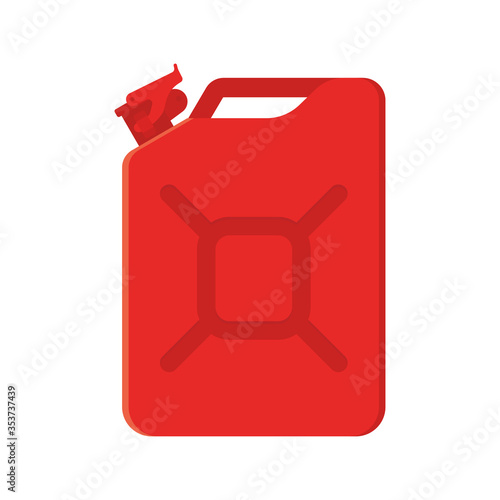 Red metal jerrycan. Vector Illustration isolated on white background