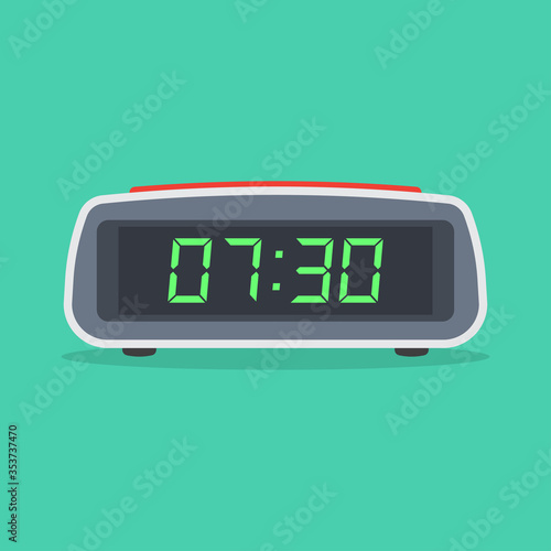 Digital alarm clock. Vector Illustration isolated on white background