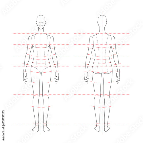 pretty african-american girl, technical fashion drawing, mannequin
