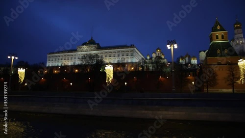 Evening, view from the river to the Moscow Kremlin
