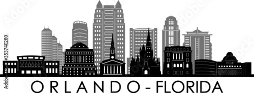 Obraz na płótnie Orlando City Florida Skyline Silhouette Cityscape Vector w salonie