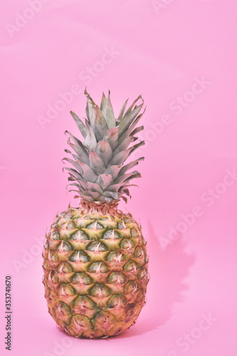 Close up one pineapple isolated on pastel background.