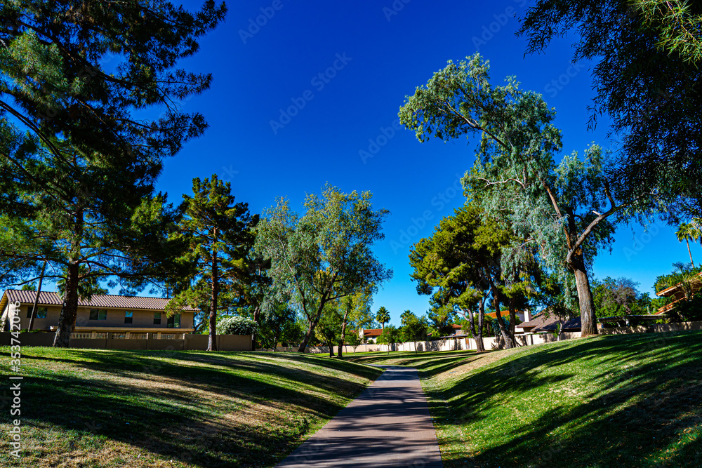 Obraz premium A walking path on the greenway in Scottsdale, Arizona