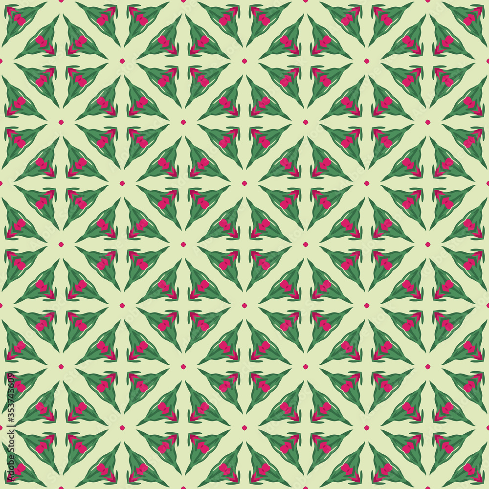 Vector seamless pattern with stylized tropical leaves and flowers Vector seamless pattern with stylized tropical leaves and flowers