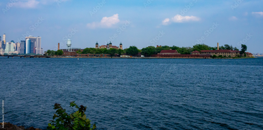 Ellis Island, New York seen from Liberty State Park, Jersey City, New Jersey