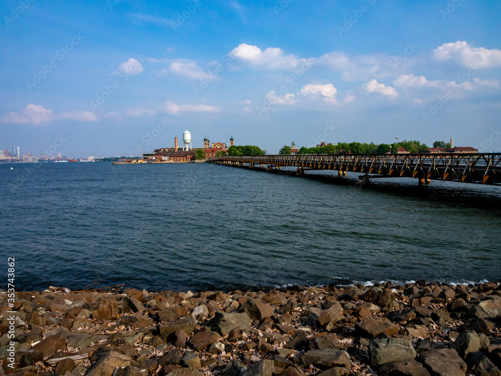 Ellis Island, New York seen from Liberty State Park, Jersey City, New Jersey